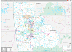 Fayetteville-Springdale-Rogers Metro Area Wall Map Premium Style 2026